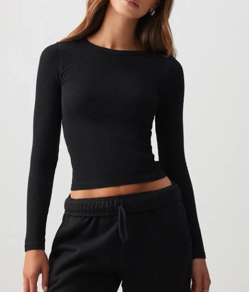 Ardene Women's Eco-Conscious Seamless Crop Long Sleeve T-Shirt