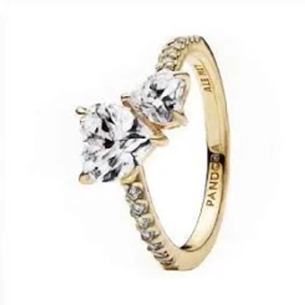 Pandora Double Heart Sparkling Ring