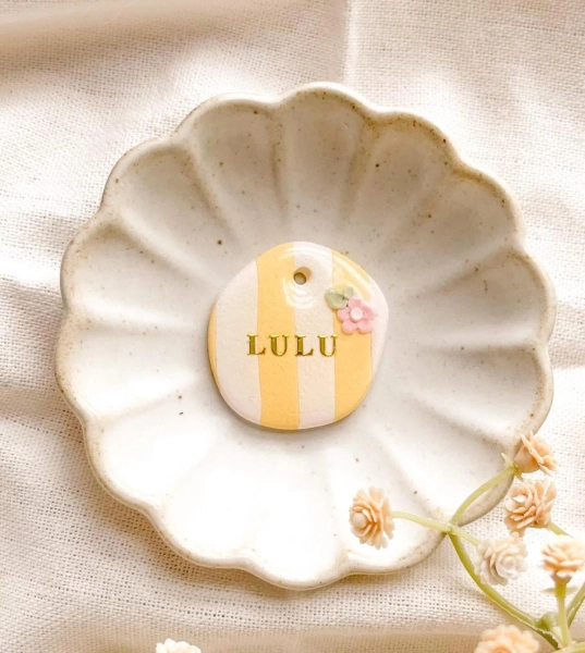Yellow Stripe Pet ID Tag - amalfi, spring, dog tag