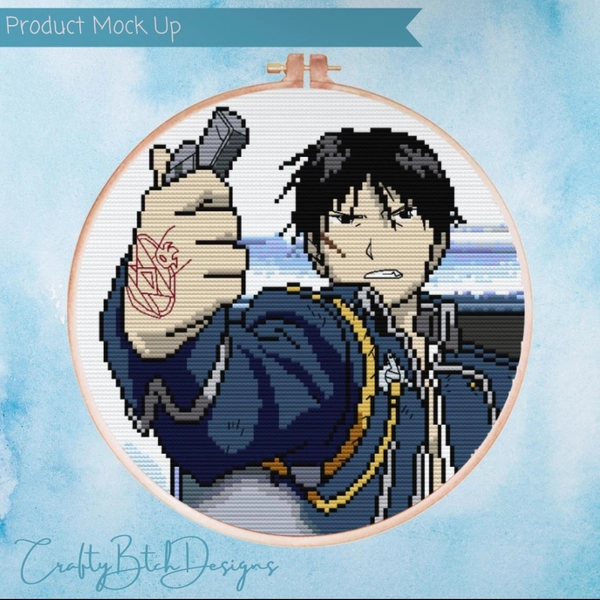 Full Metal Alchemist Brotherhood Cross Stitch Pattern - Instant Download - Roy Mustang Lighter - Anime Cross Stitch