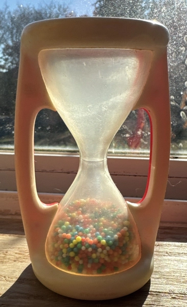 Vintage The First Years Baby Rattle Hourglass Red White 1988 80s Vtg Toy 