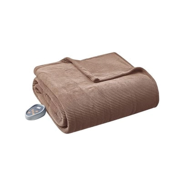 Beautyrest Electric Micro Fleece Ultra Soft Heated Bed Blanket, Mink