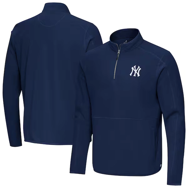 New York Yankees Antigua Step Up Quarter-Zip Pullover - Navy