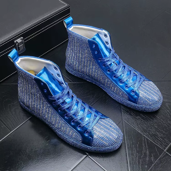Luxury men's ankle boots Trend sports casual shoes High top board shoes Youth rhinestone casual shoes