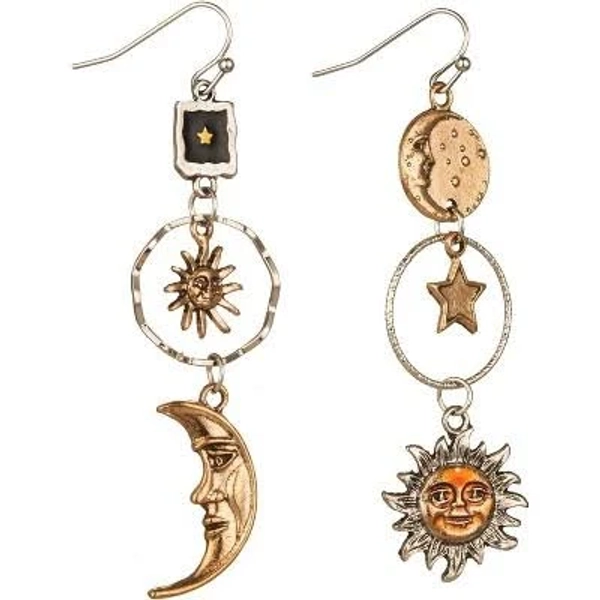Greek Mythology Sun, Moon & Star Dangle Earrings