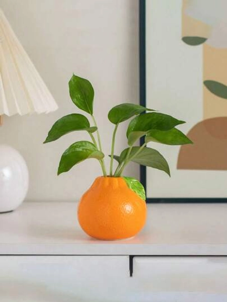 1pc Decoração para casa Criativo Laranja Tangerina Vaso Cerâmica Água-cultivado Rabanete Verde Hidropônico Vaso de Flores Decoração de Mesa Enfeites Decoração de Quarto