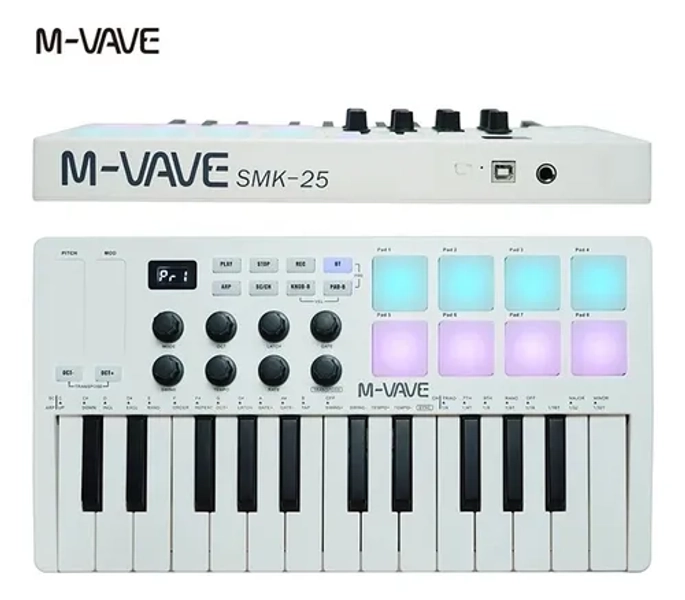 Teclado Controlador M-vave Smk-25 - Midi 25 Teclas