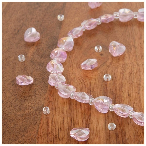 Pink AB Heart Glass Bead Strand