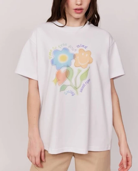 SAMII Ryan Women's Oversized Smiley Happy T-Shirt