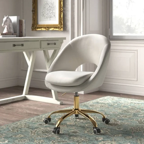 Kelly Clarkson Home Ivory Velvet Task Chair