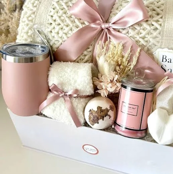 Gift Basket for Women, Gifts for Her, Spa Gift, Self Care Gift Box, Sending a Hug, Gift Box for Mom, Hygge Gift with Blanket