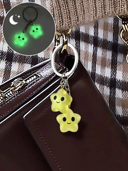 1pc Women's Cute & Luminous Star Shaped Keychain, Car Key Pendant, Package Decoration, Birthday Gift For Friends Car Accessories Bag Charm School Goth Y2k Bag Lanyards With Id Holder Car Accessories Bag Charms