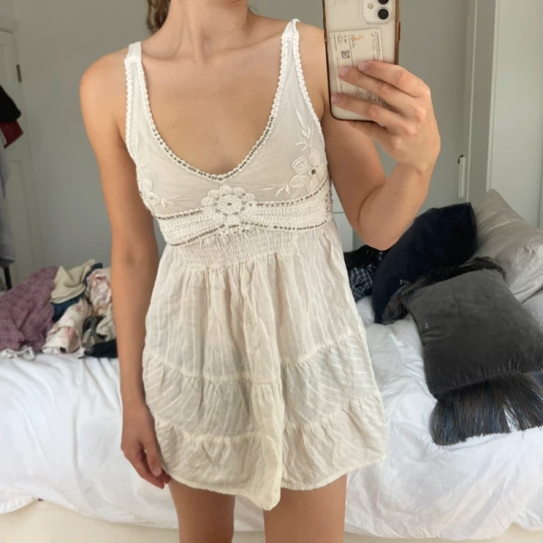 Vintage cream halter neck boho frill top