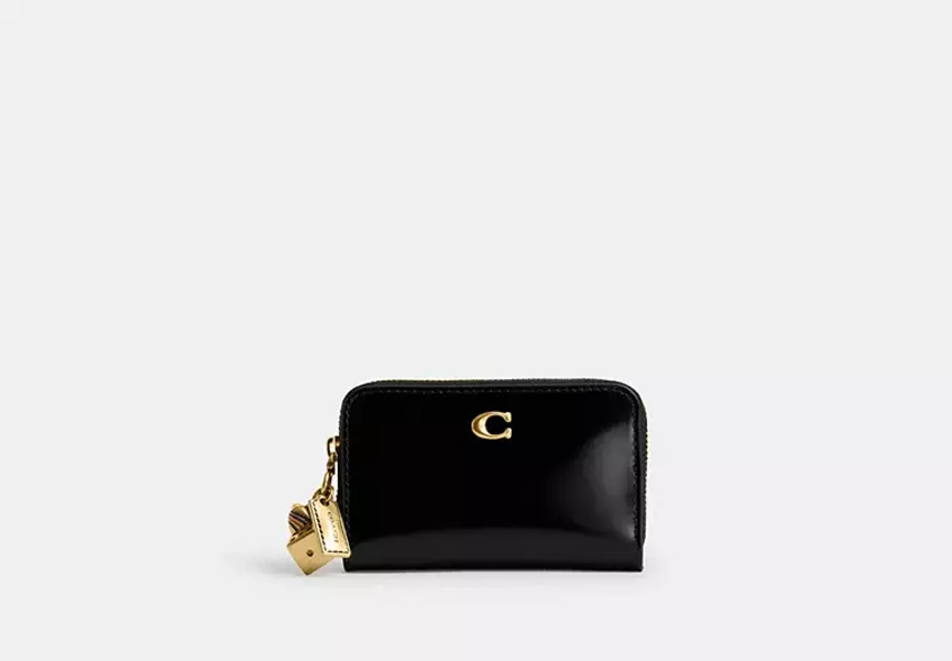 Brass/Black Essential Small Zip Around Wallet With Charms