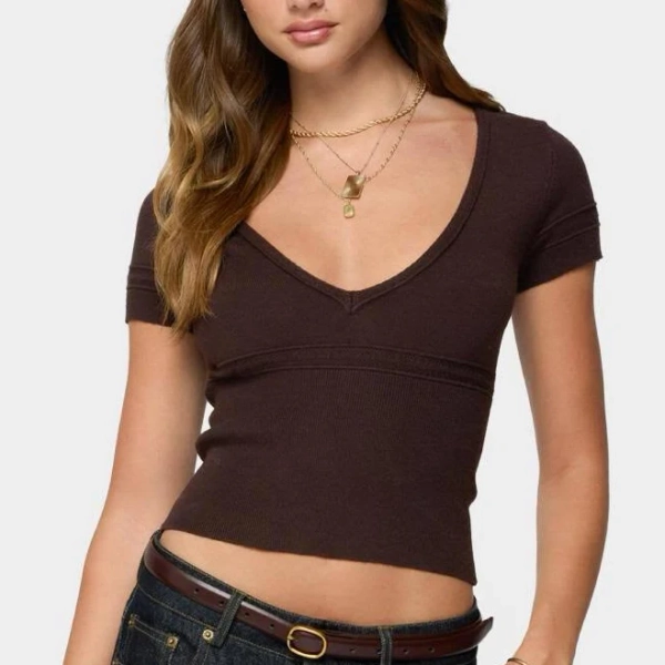 Edikted Women's Theresa V-Neck Knit Top