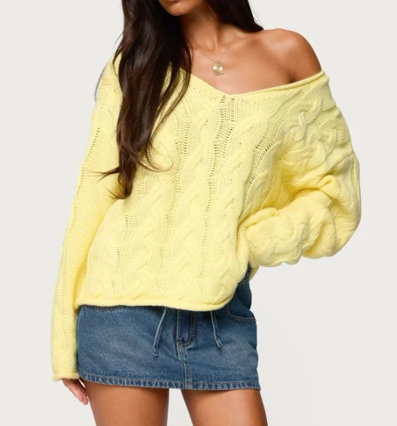 Edikted Women's Inga Oversized Cable Knit Sweater