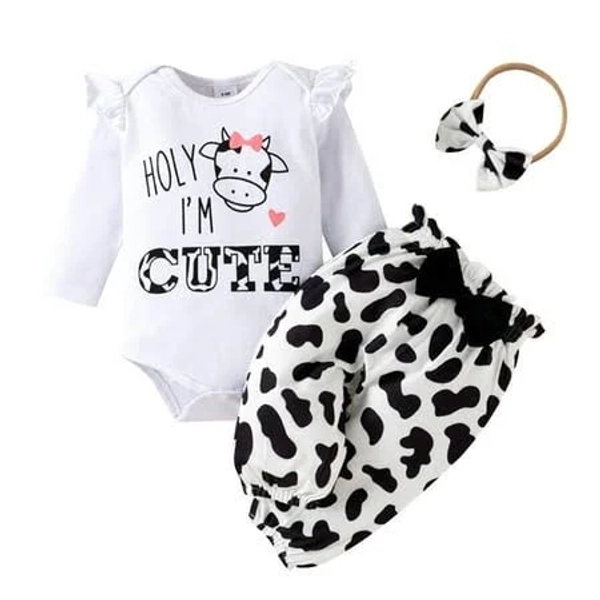 Patpat Baby Girl Ladybug Long Sleeve Romper and Pants Outfit Set
