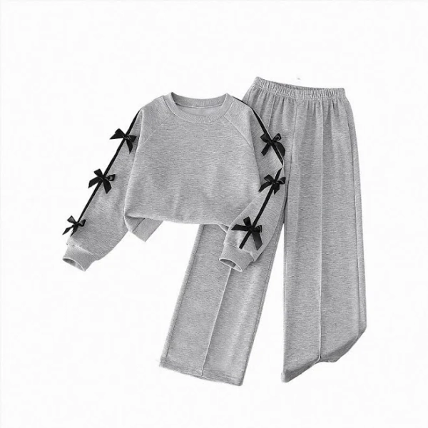 Yboeqw 8T Big Girls Clothes 9T 10T 11T 12T Girl's 2pcs Fall Winter Outfits Set Big Girls Long Sleeve Top Casual Pants Set,Size 10-11 Years, Gray
