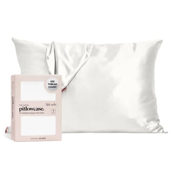 Kitsch Queen Size Satin Standard Pillowcase Thread Count "600" - Ivory