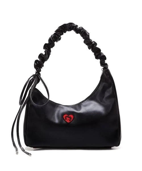 Cornell Betty Boop Leather String Shirring Shoulder Bag_Black