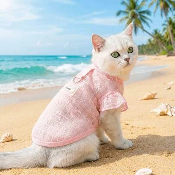 1Pc-Flower Print Mesh Dog Cooling Vest-Breathable Thin Fabric,Sun Protection,Flying Sleeve Design,Summer Outdoor For Dog Cat-Pet Sunscreen Outfit,Summer Pet Clothes - Size 3XL