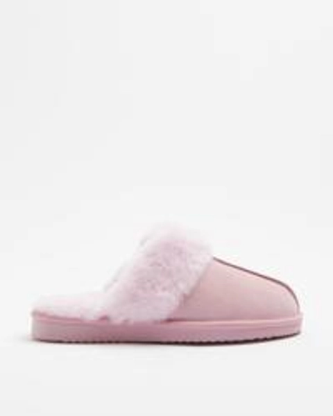 Womens Sheepskin and Leather Slipper Scuff - Pink