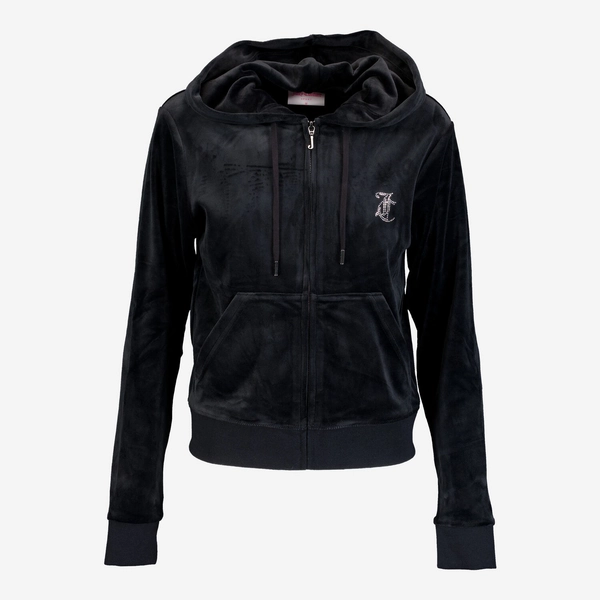 Black Velour Addison Zip Up Hoodie