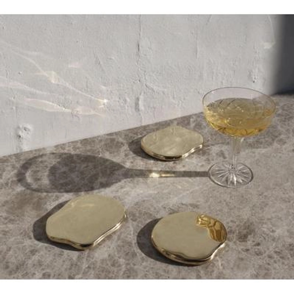 Solid Brass Coasters Set of 2: Mirror Finish Table Decor