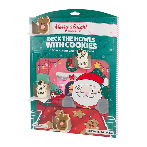 Merry and Bright Frosted Cookie Dog Treats 25 Day Advent Calendar 12.1 OZ