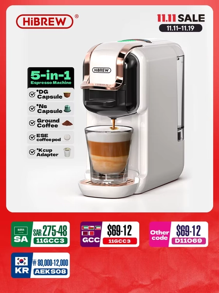 HiBREW 5 en 1 máquina de café de cápsulas múltiples caliente/frío DG capuchino Nes cápsula pequeña ESE cápsula café molido cafetería 20Bar H2B - AliExpress 