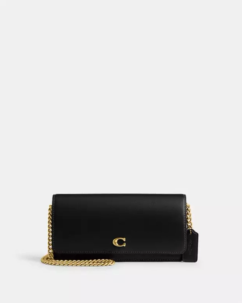 Brass/Black Evie Long Wallet With Chain