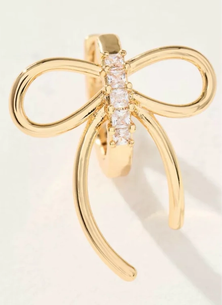 Pavé Bow Huggie Hoop Earrings