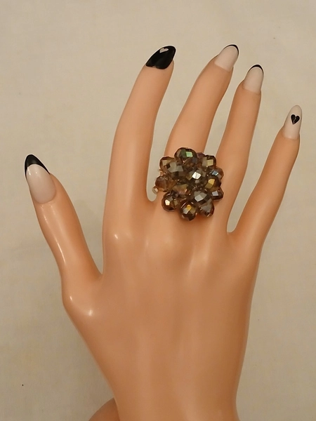 Vintage Sparkly Aurora Borealis Ring Adjustable Size VGC