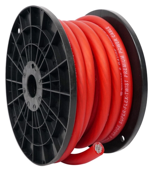Rockville R0G30RED 0 Gauge 30 Foot Spool Red Car Amp Power+Ground Wire Cable