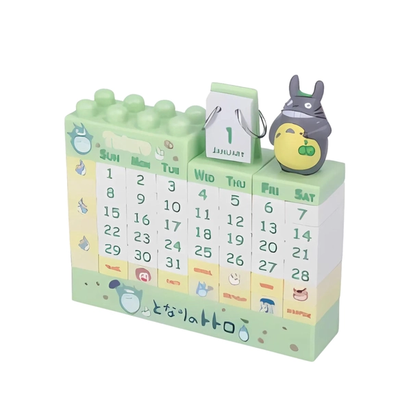 Totoro Inspired Figure Block Desk Perpetual Calendar, Month Week Date Display, Desk Decoration, DIY Brick Calendar Kit