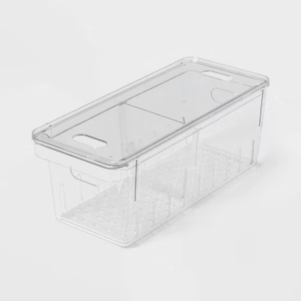 Divided Berry Bin with lid Clear - Brightroom™: Refrigerator Organizer, Kitchen Storage, Freezer-Safe