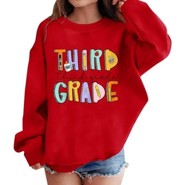 Coerni Girls 3rd Grade Oversized Sweatshirt