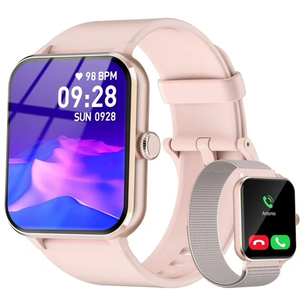 Smart Watch for Android and Apple iPhone, R50 IP68 Waterproof Smartwatch for Women Men , Smart Watch with Bluetooth Call(Answer/Make Calls), Pink