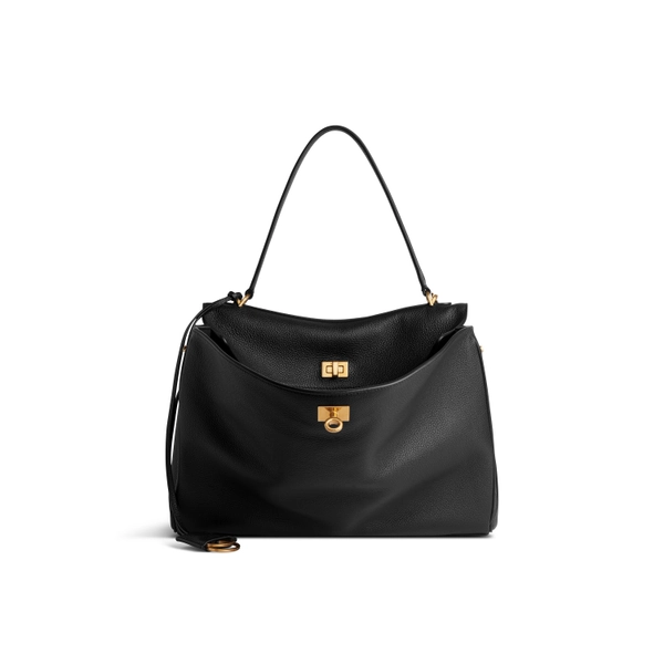 Women's Rodeo Handbag Medium Grained Calfskin in Black
