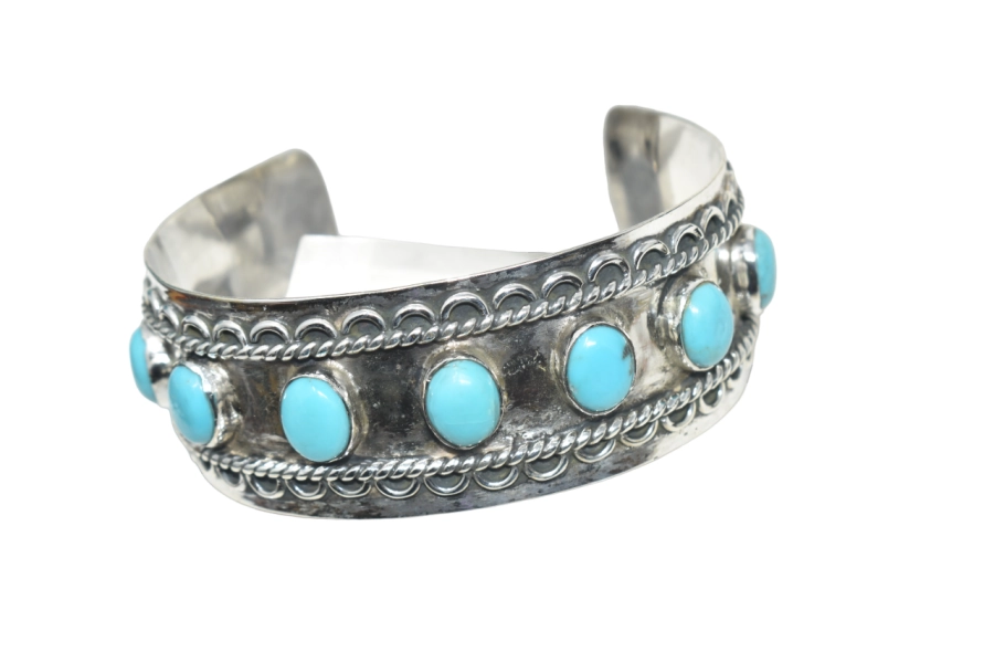 Large 7 Turquoise Stone Cuff