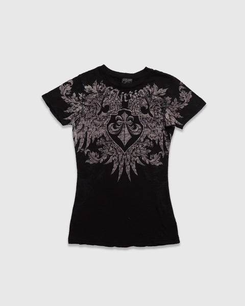 Affliction Womens Wash T-Shirt Black Burnout Wash