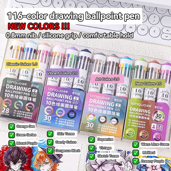 Languo 146/10 Colors Ballpoint Pen 0.8mm Soft Grip Press Multicolor Writing Pen for Art Drawing Marking Pen School Stationery - AliExpress 21