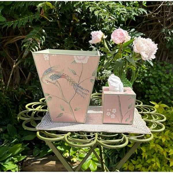 Birds of Paradise. Powder room basket. Wastepaper bin. Large Tray. Breakfast Tray. Coffee table tray. Ottoman tray