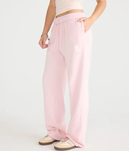 Aeropostale Women's Cloud Soft Star Bear High-Rise Straight Leg Cotton Sweatpants