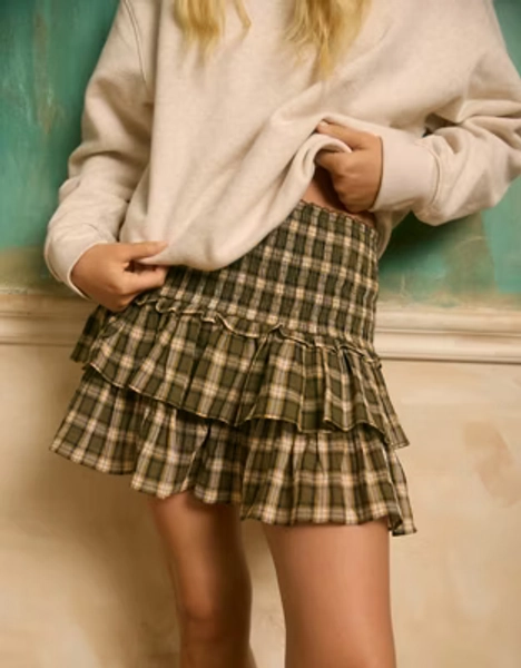 AE High-Waisted Plaid Ruffle Skort