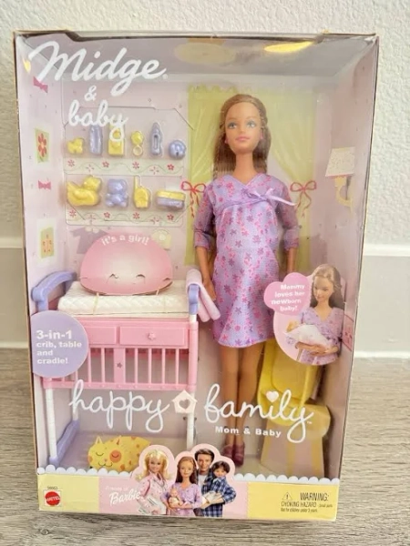 Barbie Happy Family Midge & Baby Doll w/ Accessories 2002 Mattel Rare 56663 NRFP