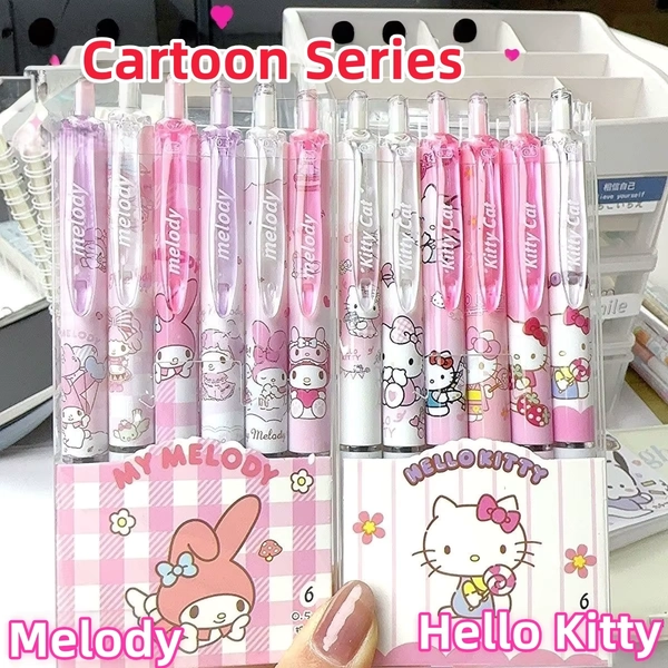 6 Pcs/Set Hello Kitty Melody Limited Edition High Quality Gel Pen Cartoon Series Black 0.5mm Student/Office Daily Stationery - AliExpress 26