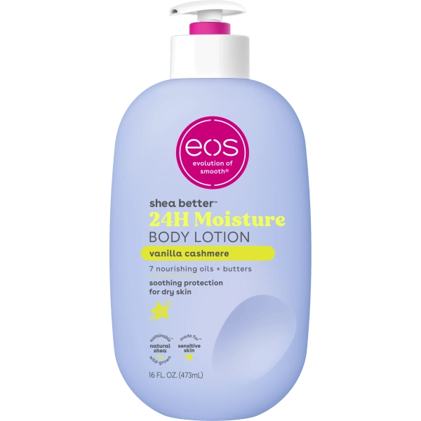 eos Shea Better 24H Moisture Body Lotion, Vanilla Cashmere, for Dry Skin, 16 fl oz