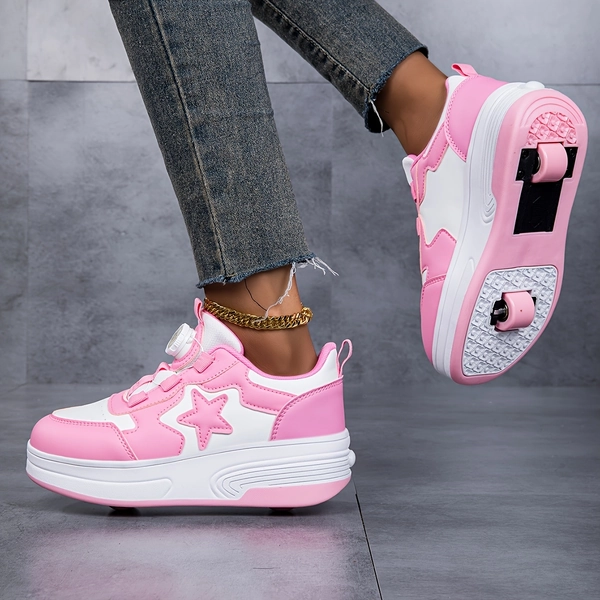 Pink Girls' Roller Skates, Double-wheel Skate Shoes, Outdoor Sneakers That Can Be Worn In All Seasons, Holiday Gifts, Christmas Gifts, And New Year Gifts, Roller Skates for Kid's