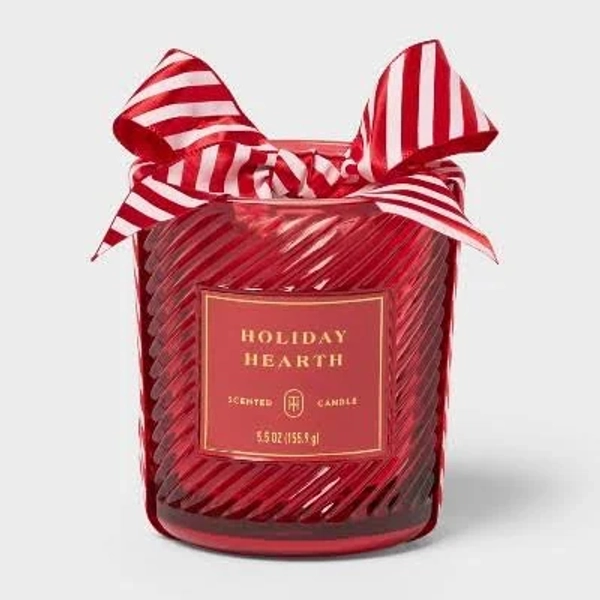 Threshold Swirled Glass Holiday Hearth Jar Candle